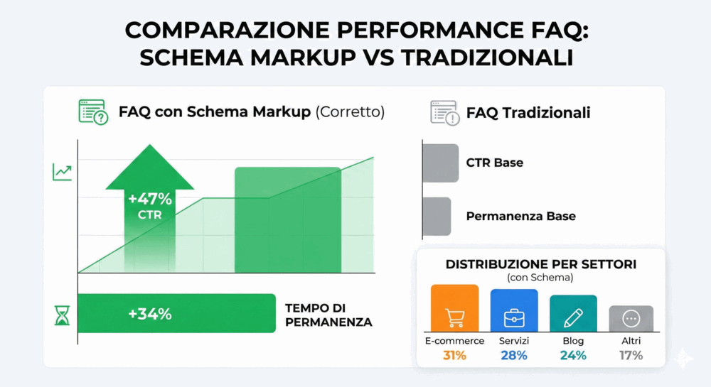 FAQ WordPress: Guida Completa Plugin e Schema 2025 6 Infografica comparativa delle performance FAQ grafico a barre