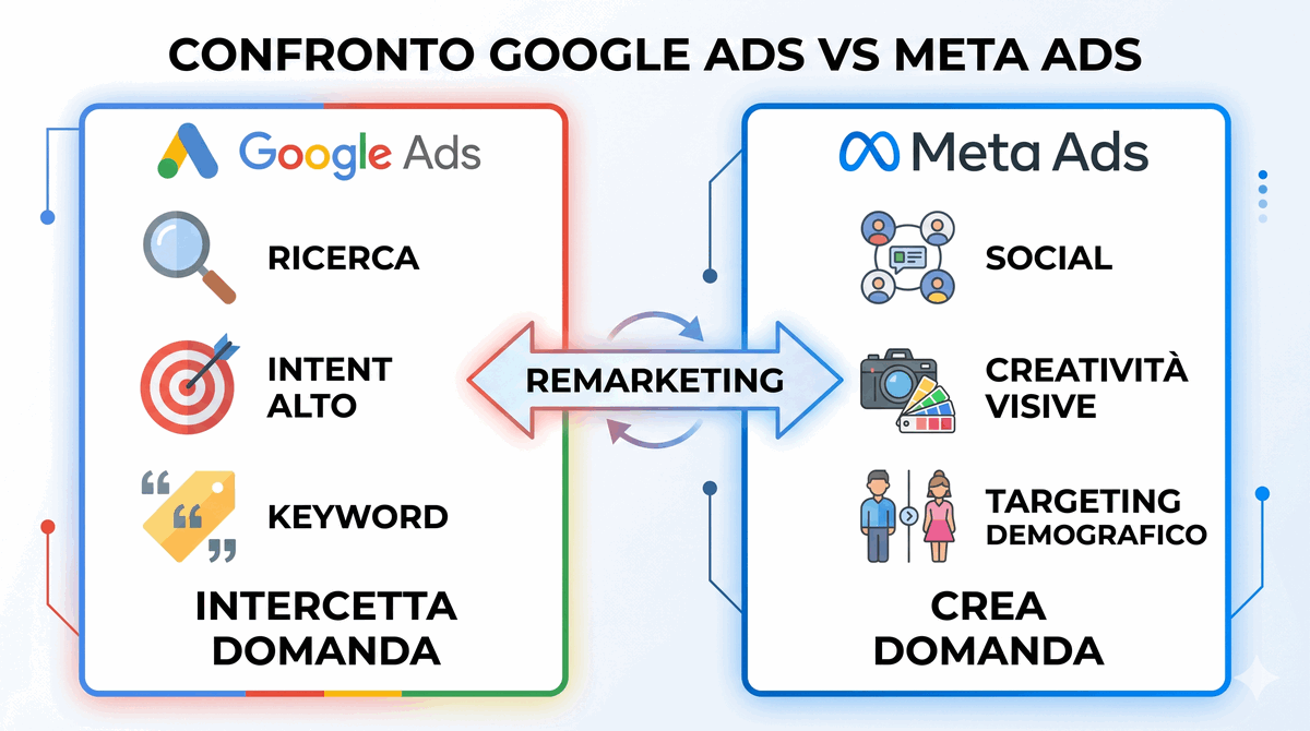 Campagne ads confronto Google Ads e Meta ads