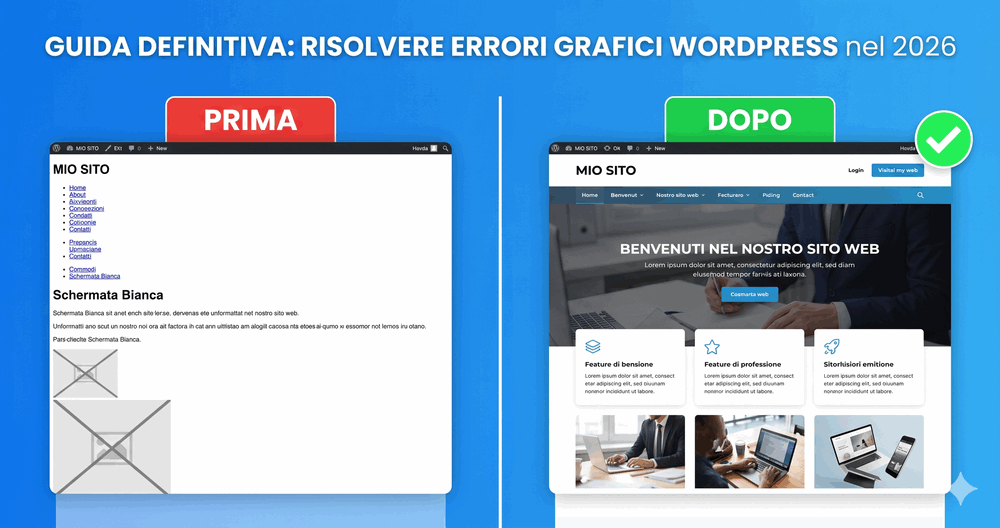 risolvere errori wordpress problemi