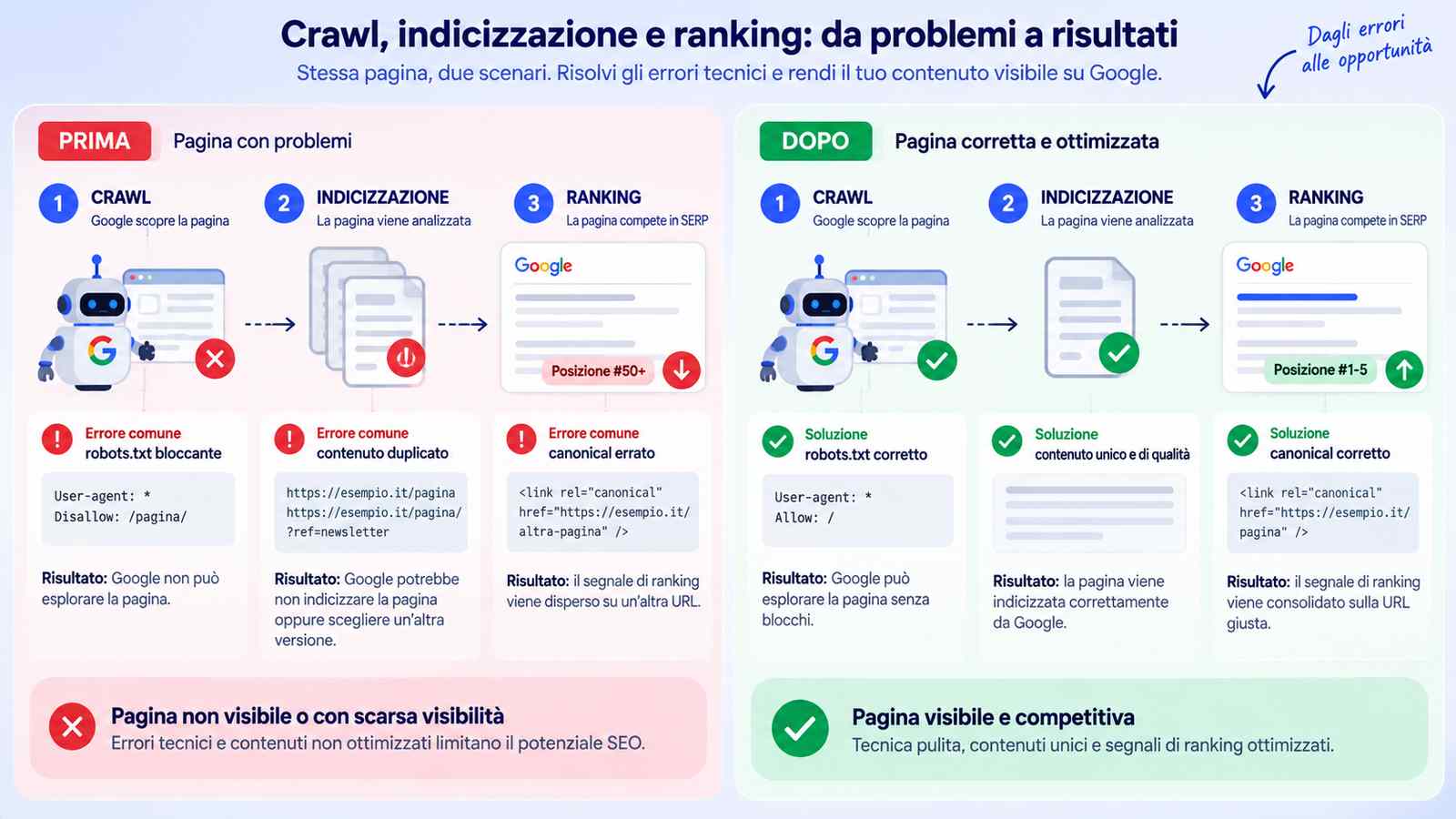 Crawl e indicizzazione a confronto