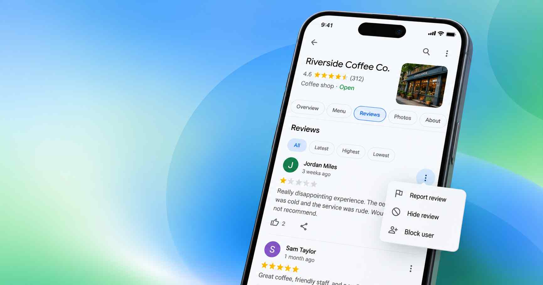 Come Rimuovere Recensioni Negative da Google smartphone con recensioni Google aperte